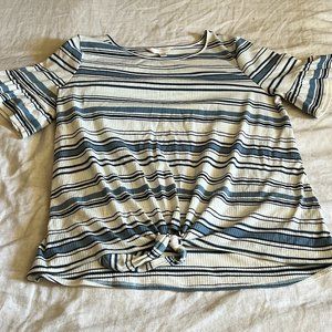 LC Lauren Conrad | Woman's Mid Sleeve Blue & White Stripped Top Size L